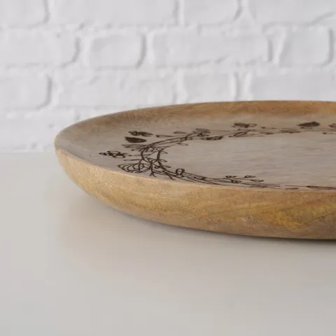 Okrugla deko tacna sa graviranjem od drveta - 25 cm